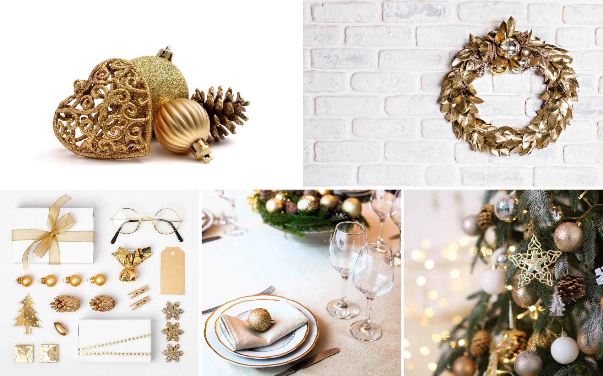 Come addobbare per Natale una casa in stile classico usando le varie tonalità di oro